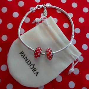 2 Pandora Disney Signature Minnie Dot Charms 79163